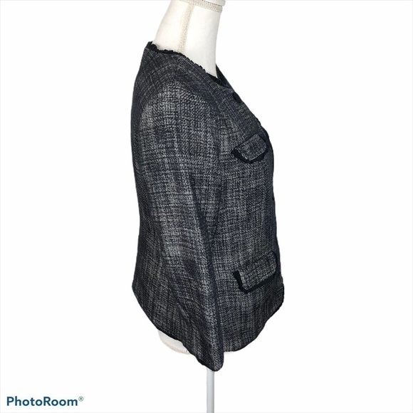 Talbots Woven Blue Ribbon Trim Jacket Sz 8 - Picture 3 of 8